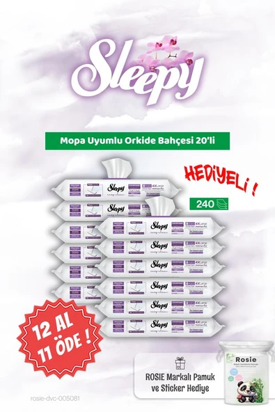 12 AL 11 ÖDE Orkide Bahçesi Sleepy Mopa Uyumlu 20'li ve Rosie Bebek pamuğu ürün görseli