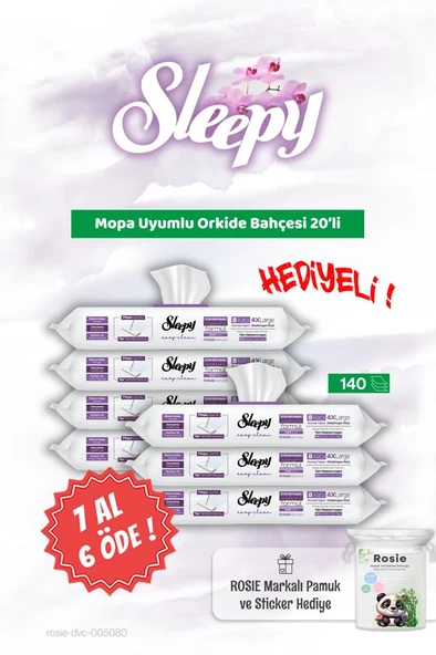Sleepy 7 AL 6 ÖDE Mopa Uyumlu Orkide Bahçesi 20'li ve Rosie Bebek pamuğu ürün görseli