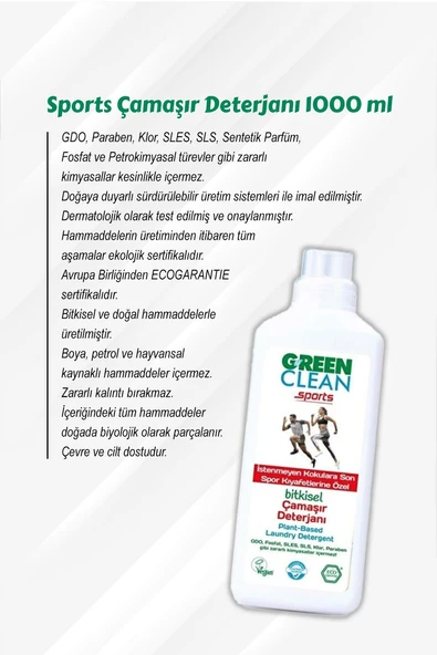 Green Clean 7 AL 6 ÖDE Sports Çamaşır Deterjanı 1000 ml ve Rosie Hediye - Resim 2