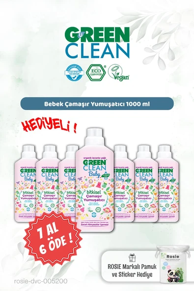 Green Clean 7 AL 6 ÖDE Baby Yumuşatıcı 1000 ml ve Rosie Hediye ürün görseli