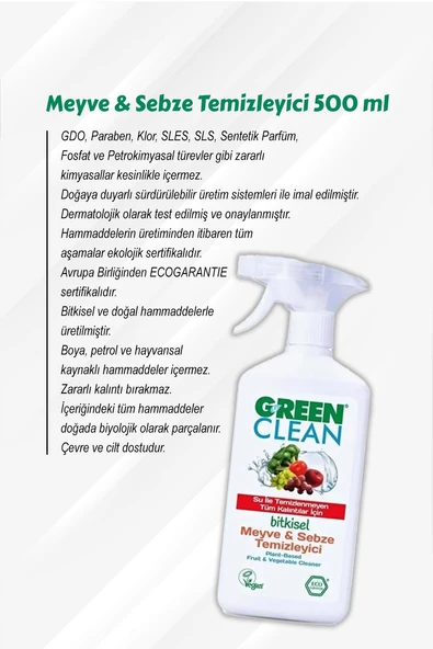 Green Clean Meyve Sebze Tem. 500 ml 7 AL 6 ÖDE ve Rosie Hediye - Resim 2
