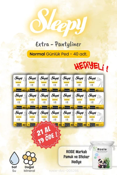 Sleepy Extra 40'lı 21 AL 19 ÖDE Günlük Ped Normal 40'lı ve Rosie Hediye - Resim 6