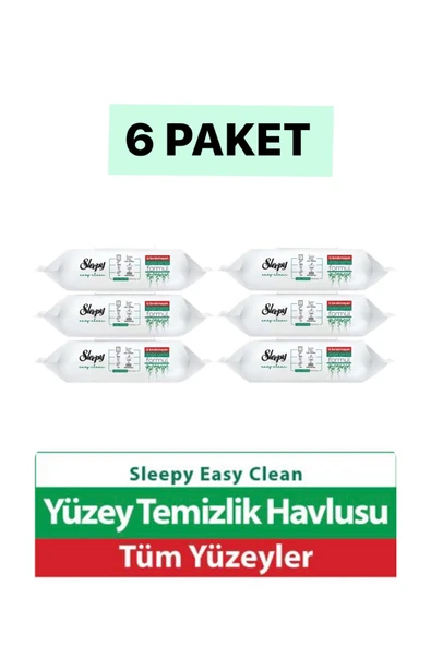 Sleepy Easy Clean Yüzey Temizlik Havlusu 100 Yaprak (6 Lı Set) 600 Yaprak ürün görseli