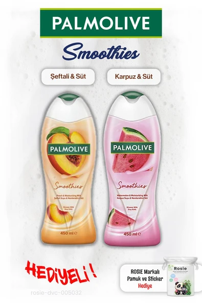 Palmolive Smoothies 2'li 450 ml Duş Jeli, Rosıe Pamuk Hediye ürün görseli
