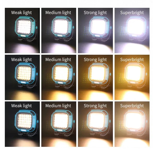 Powermaster MX-W893 4000K - 7000K - Kırmızı 30 COB Ledli 30 Watt Çok Fonksiyonlu Çalışma Lambası (Powerbank) - 3