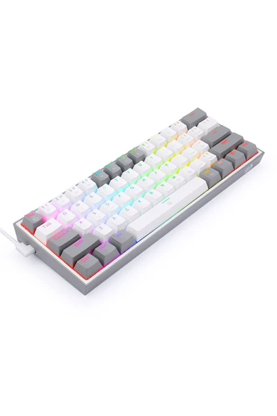 REDRAGON K617-rgb Wg Türkçe Q Fizz %60 Kablolu Mekanik Oyuncu Klavyesi, Red Switch, Beyaz/gri - 4