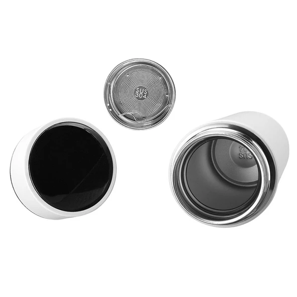 S-link SL-TM02 Mat Beyaz 450ML Iç 304 Dış 201 Termos Kupa-Bardak - 2