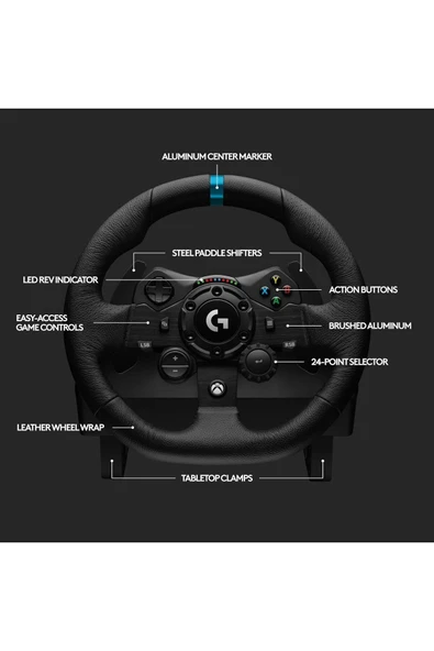 logitech G923 Yarış Yönetmenliği ve Pedalları, Xbox One, PC için - Siyah - BAE Sürümü - 7