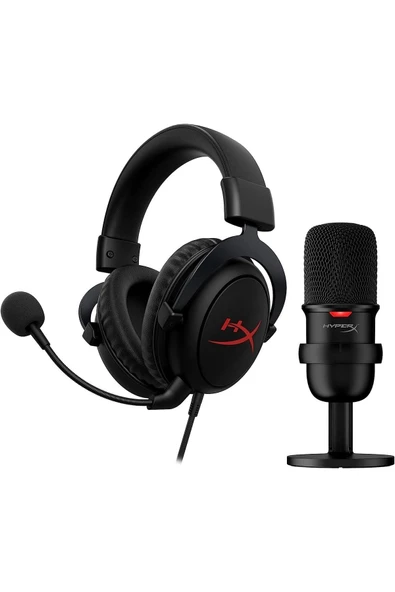 HyperX Streamer Pack - Could Core Gaming Kulaküstü Kulaklık Dts, Solocast Gaming Mikrofon, One Size