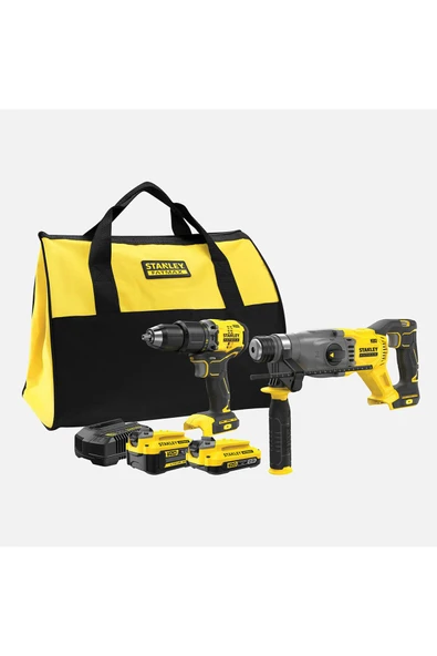 Stanley SFMCK216MDS-QW 18V Akülü Darbeli Matkap ve Kırıcı Delici 2'li Set