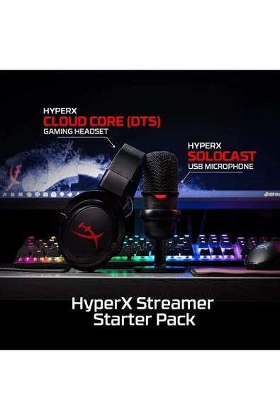 HyperX Streamer Pack - Could Core Gaming Kulaküstü Kulaklık Dts, Solocast Gaming Mikrofon, One Size - 2