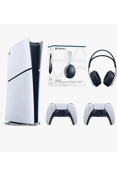 Sony Playstation 5 Slim Dijital Edition + 2 Dualsense + 3D Plus Kulaklık Oyun Konsolu