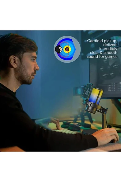 MAONO DGM20 Condenser Usb Rgb Mikrofon (Beyaz) - 4