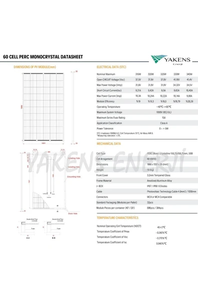 Lexron 340 Watt 24v Monokristal Güneş Paneli - 6