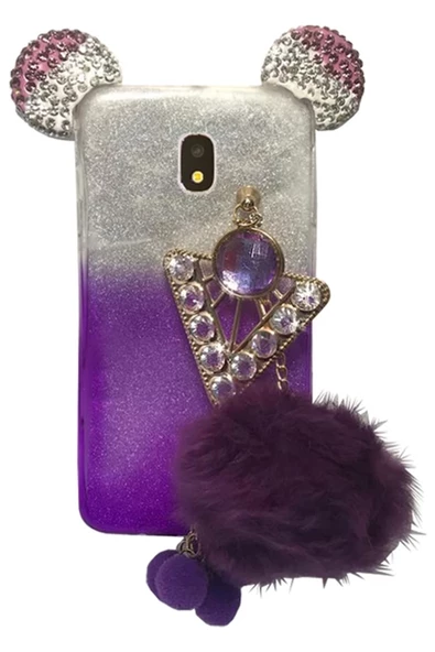 Taşlı Ponpon Kapak Telefon Kılıfı - Resim 3