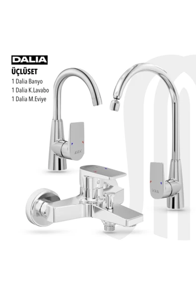Eca Dalıa Banyo, Dalıa K Lavabo, Dalıa M Eviye Bataryası Üçlü Set - 2