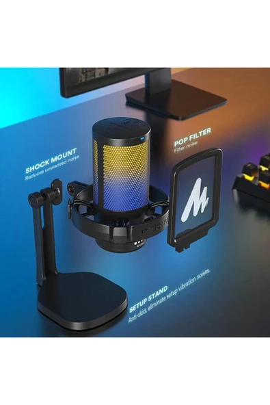 MAONO DGM20 Condenser Usb Rgb Mikrofon (Beyaz) - 3