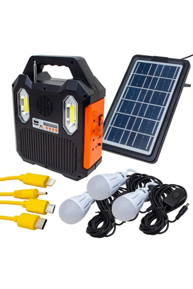 Greyder Everton Rt-903 Solar Panelli 3 Ampüllü Usb-mp3-radyo Destekli Solar Işıldak Fener