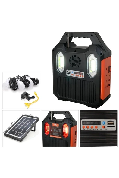 extracoll Everton Rt-903Bt Solar Kamp Lambası Acil Durum Işığı Şarjlı Beyaz Kırmızı Cob Led - 1