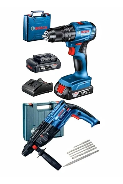 Bosch 2 Lİ SET GSB 185 Lİ ÇİFT BATARYA ve GBH 240 KIRICI DELİCİ