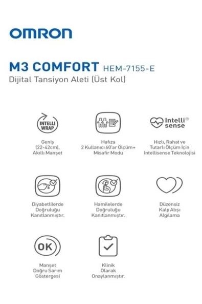 Omron M3 COMFORT HEM-7155-E KOLDAN MANŞON TANSİYON ALETİ - 2