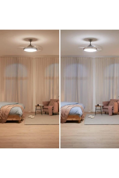 Philips Drm Atlas DC Fan ceiling Tavan Vantilatörlü Armatür,Açılır Kapanır Kanatlı,Kumandalı,Sarı Beyaz Işık - 5
