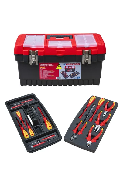 İzeltaş 19'' Plastik Takım Çantası Elektrikçi Set Dolu (23 Parça) 8440001023