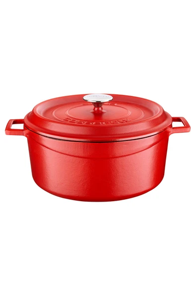 Lava Döküm Yuvarlak Tencere Döküm Demir Yekpare Kulplu Spring Serisi Çap(Ø)28cm.