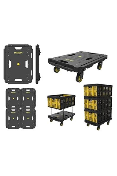 Stanley Pc531 137kg 55x45cm Dört Tekerli Yük Ve Paket Taşıma Arabası, Sarı/siyah - 3