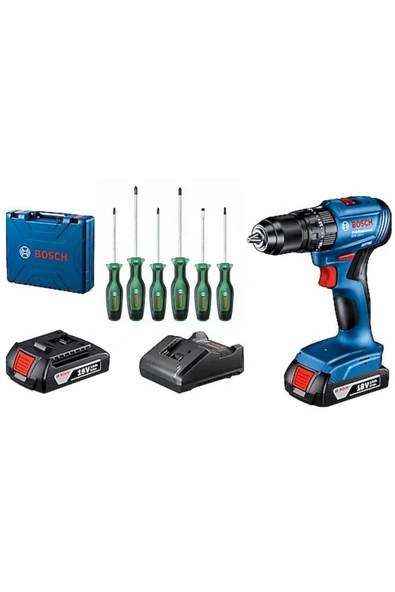 Bosch Gsb 185-li Darbeli Kömürsüz Çift Bataryalı ve Bosch 6 lı Tornavida Seti Hediye