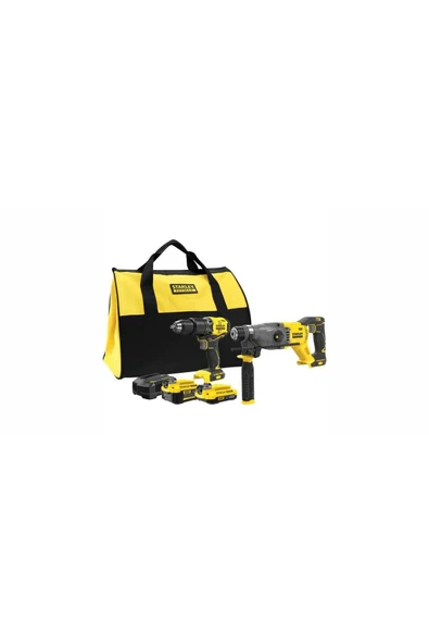 Stanley SFMCK216MDS 18V FATMAX V20 Kömürsüz Darbeli Matkap ve SDS-Plus Kırıcı (1x4.0 Ah), (1x2.0 Ah)