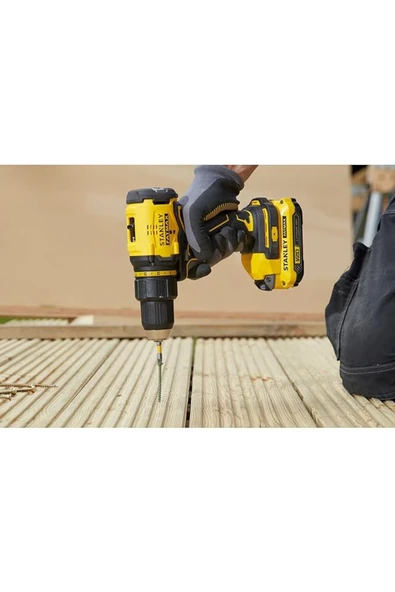 Stanley 18V 1.5Ah V20 Çift Akülü Kömürsüz Darbesiz Matkap - 7