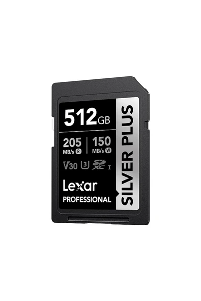 Lexar 512GB LSDSIPL512G-BNNNG SD Professional Silver Plus SDXC UHS-I Kart Up To 205MB/s Okuma 150MB/ - 2
