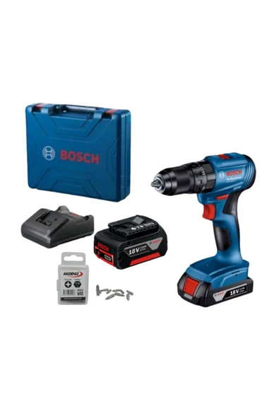 Bosch Professional GSB 185 LI 2.0 Ah + 3.0 Ah Çift Akülü Darbeli Delme Vidalama Ve Pz2/25 Bits Uç
