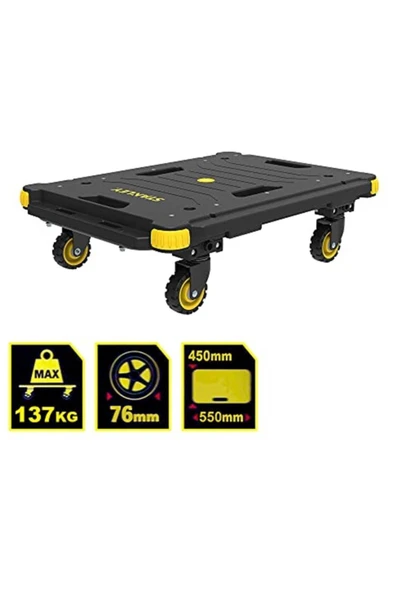 Stanley Pc531 137kg 55x45cm Dört Tekerli Yük ve Paket Taşıma Arabası Sarısiyah - 2