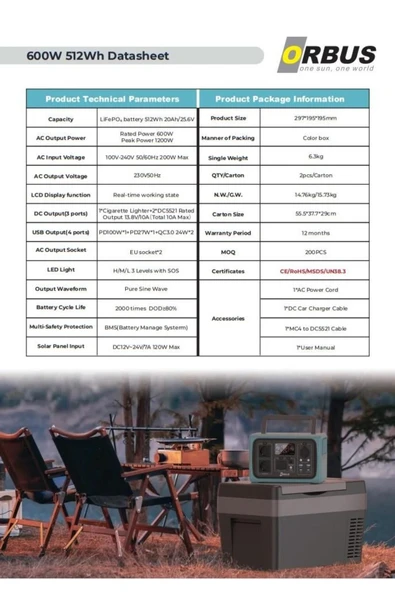 ORBUS 600 Watt Power Station Taşınabilir Solar Jeneratör - 3