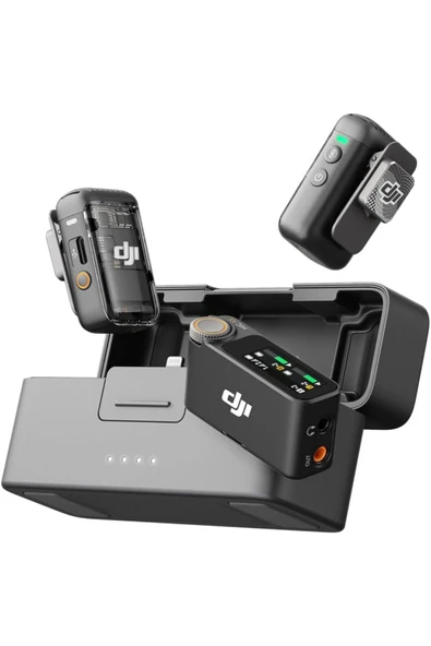 DJI Mic 2 (2 TX + 1 RX + Charging Case)-Gürültü Engelleme, Dokunmaktik ekran, Mikrofon