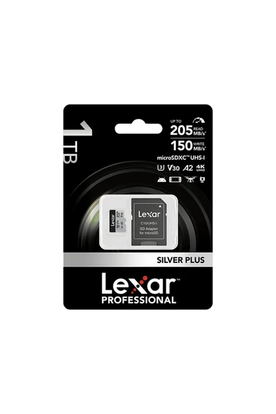 Lexar 1TB Yüksek Performanslı Silver Plus microSDXC UHS-I, up to 205MB/s okuma 150MB/s yazma Hafıza - 1