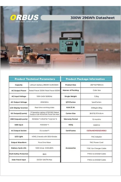 ORBUS 300 Watt Power Station Taşınabilir Solar Jeneratör - 3