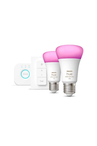 Philips Hue 9-75w Renkli Akıllı Başlangıç Seti 2'li Kumandalı E27 Bluetooth Özellikli