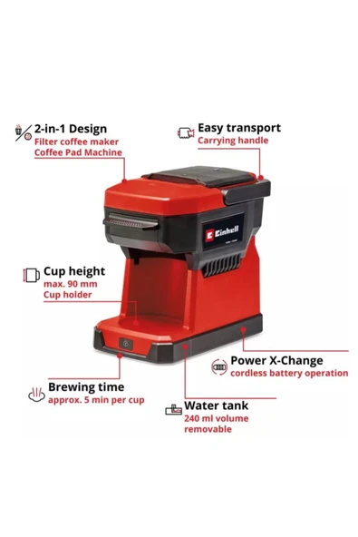Einhell Solo Kablosuz Filtre Kahve Makinesi Ve Kahve Dolum Makinesi Ikisi Bir Arada( Aküsü Bizden Hediye) - 8