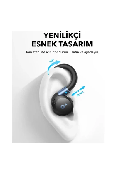 Anker Kancalı Kulak İçi Sporcu Kulaklıkları - Siyah -(Anker Türkiye Garantili) - 4