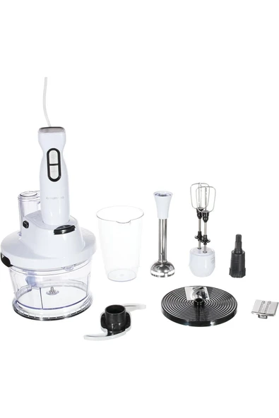 Grundig BL 4781 El Blender Seti, Paslanmaz Çelik, 1.5 Litre, Mikser Aksesuarlı, 700 W, Beyaz