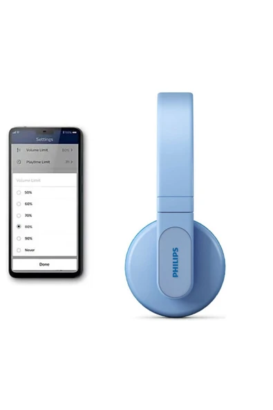 Philips Kablosuz Kulak Üstü Bluetooth Mikrofonlu Çocuk Kulaklığı Mavi - 2