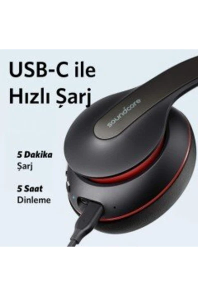 Anker Soundcore Life Q10 Kablosuz Bluetooth 5.0 Kulaklık - Kırmızı-siyah - 5