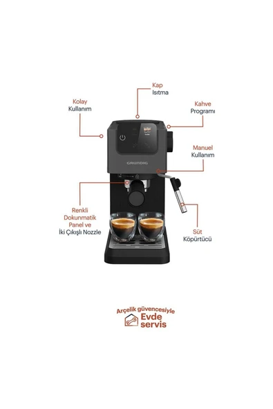 Grundig KSM 4330 Delisia Coffee Yarı Otomatik Süt Köpürtücülü Espresso Makinesi, 1,1 Litre , 1500 W - 6