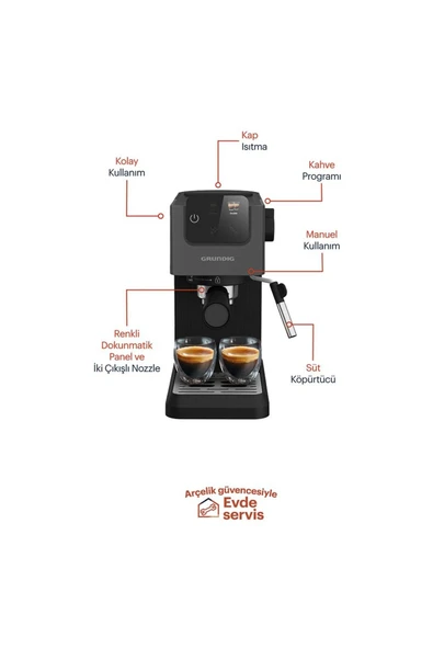 Grundig En Hızlı , Delisia Coffee KSM 4330 Süt Köpürtücülü Manuel Espresso Makinesi , 220 - 240 V - 3