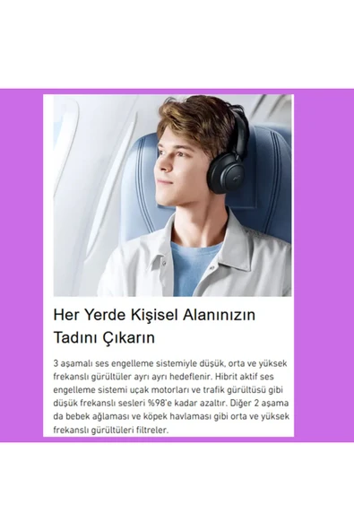 Soundcore LDAC Hi Res Kablosuz Ses Aktarımı -Aktif Gürültü Önleyici Bluetooth Kablosuz Kulaklık - 5