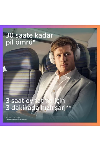 Sony BLUETOOTH Kablosuz Gürültü Engelleme (ANC)Özellikli Kulaklık-Gümüş - 5