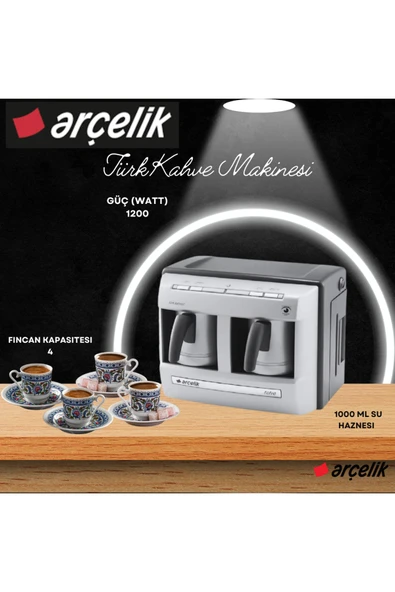 Arçelik İki Cezvede 4 Fincan Kapasiteli Telve Türk Kahve Makinesi